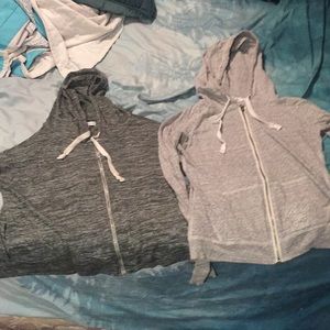 Two thin cropped sweaters